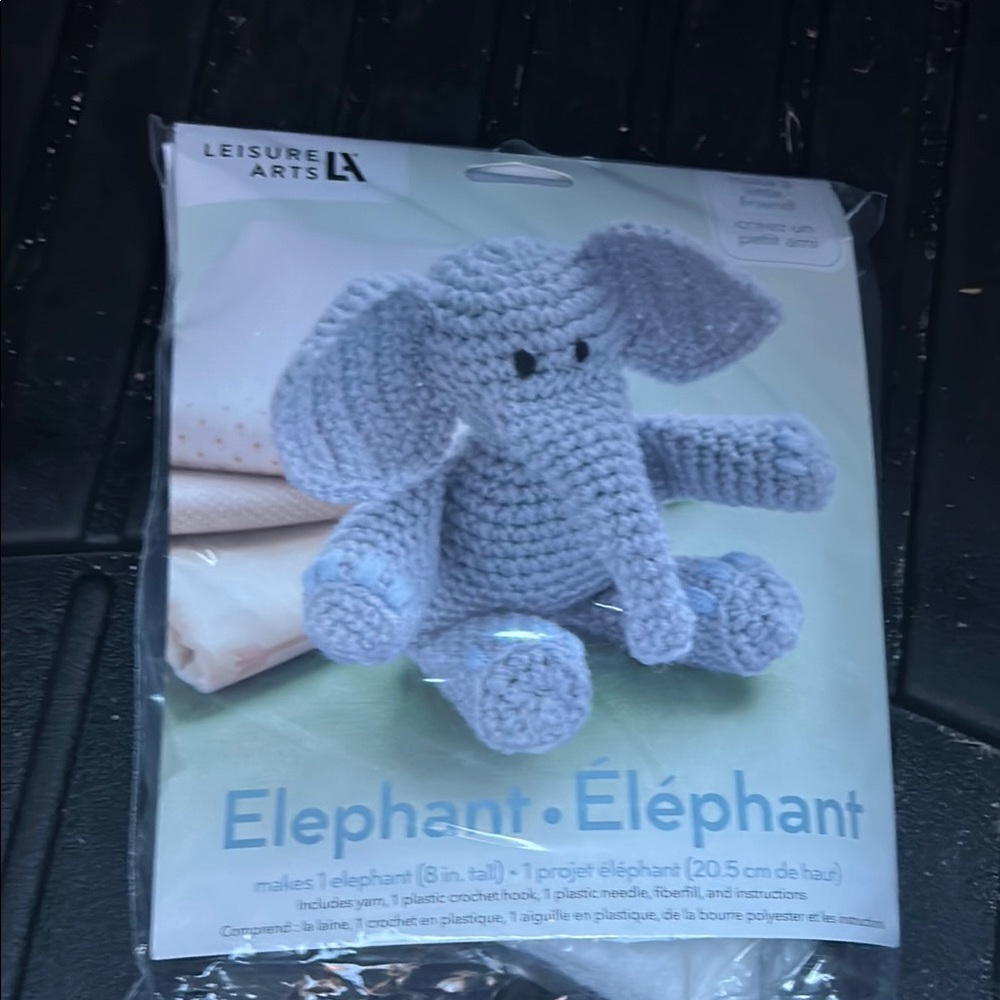 Leisure Arts - Gray Elephant Crochet Kit: includes all supplies.  Easy Level.